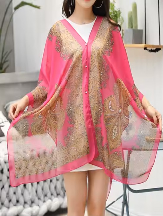 Reversible Pearl Chiffon Top with Filigrees
